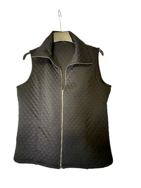Women’s Quilted Black Sleeveless Zip Vest Size Large